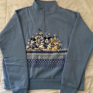 Disney Mickey Mouse Happy Hanukkah zip up turtle neck crew